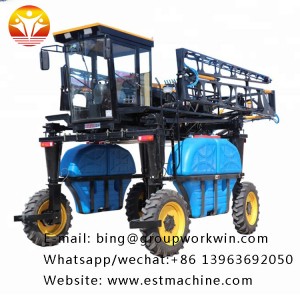 Self-propelled four-wheel drive pesticide spraying machine for agricultural machinery
